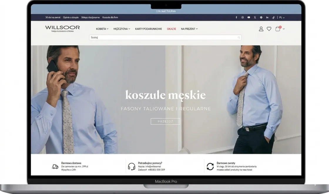 The Willsoor store with men's and women's clothing on Magento 2